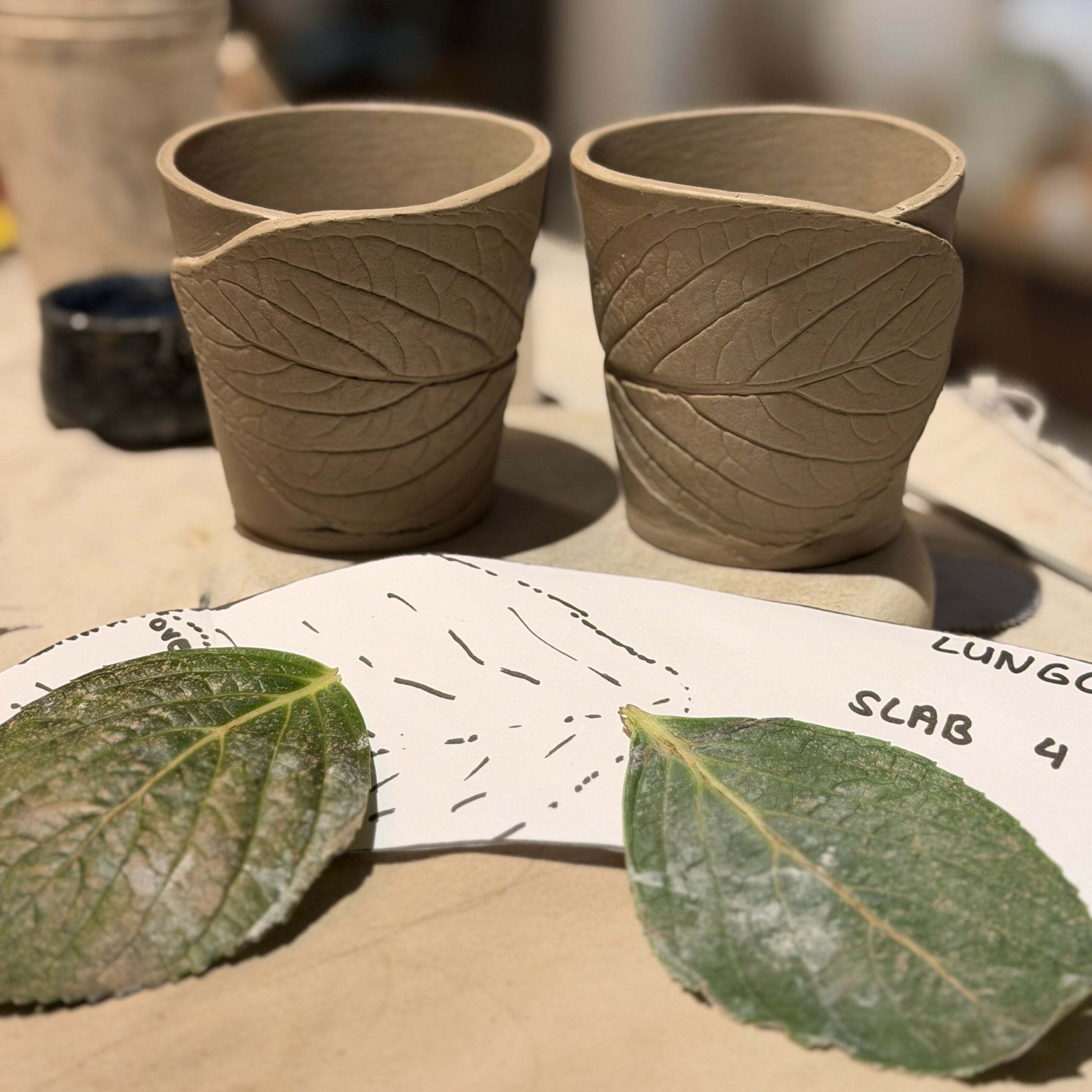 Pottery templates leaf cup